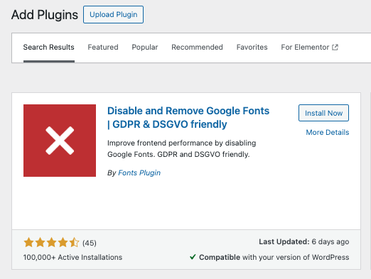 1. Disable and Remove Google Fonts Plugin